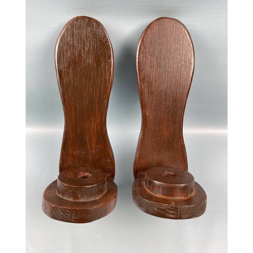 (2) Vintage Wooden Wall Candle Holder Sconces